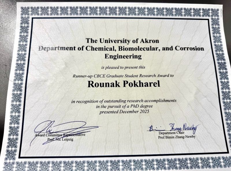 Rounak Pokharel Outstanding Research Award 2025